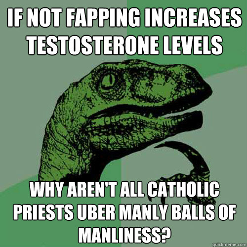 If not fapping increases testosterone levels Why aren't all Catholic priests uber manly balls of manliness?   Philosoraptor