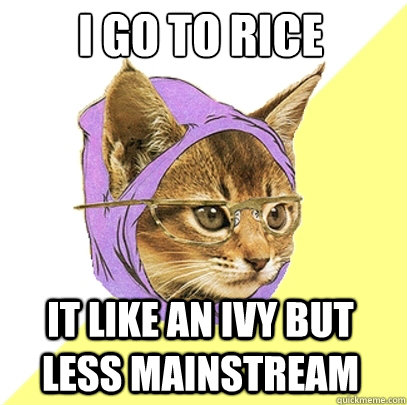 I go to Rice It like an ivy but less mainstream  Hipster Kitty