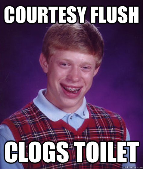 Courtesy flush clogs toilet - Courtesy flush clogs toilet  Bad Luck Brian