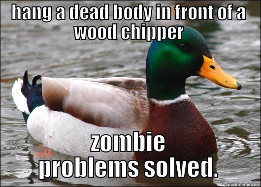 HANG A DEAD BODY IN FRONT OF A WOOD CHIPPER ZOMBIE PROBLEMS SOLVED. Actual Advice Mallard