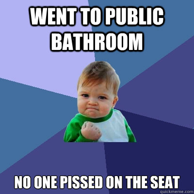 went to public bathroom no one pissed on the seat  Success Kid