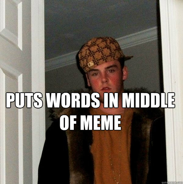 Puts words in middle of meme  - Puts words in middle of meme   Scumbag Steve