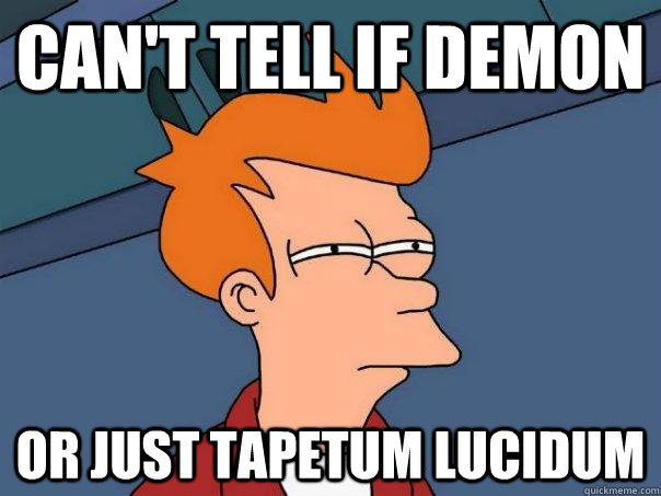 Can't tell if demon or just Tapetum lucidum  Futurama Fry