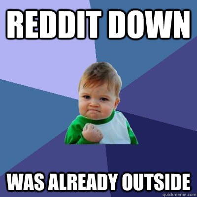 REDDIT DOWN WAS ALREADY OUTSIDE  Success Kid