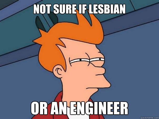 Not sure if lesbian or an engineer  Futurama Fry