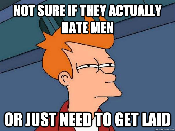Not sure if they actually hate men or just need to get laid - Not sure if they actually hate men or just need to get laid  Futurama Fry
