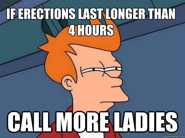 if erections last longer than 4 hours call more ladies   Futurama Fry