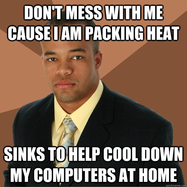Don't mess with me cause I am packing heat sinks to help cool down my computers at home - Don't mess with me cause I am packing heat sinks to help cool down my computers at home  Successful Black Man