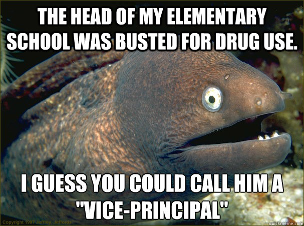 The head of my elementary school was busted for drug use. I guess you could call him a 