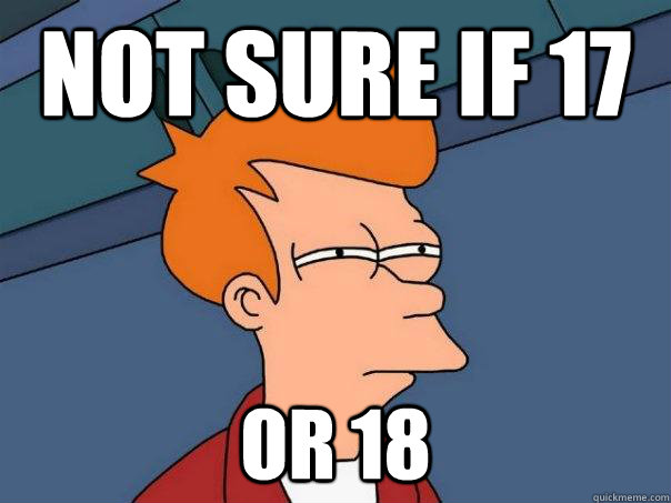 Not sure if 17 Or 18  Futurama Fry