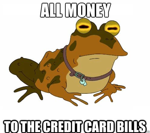 all money to the credit card bills  Hypnotoad