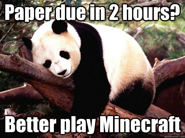 Paper due in 2 hours? Better play Minecraft  Procrastination Panda