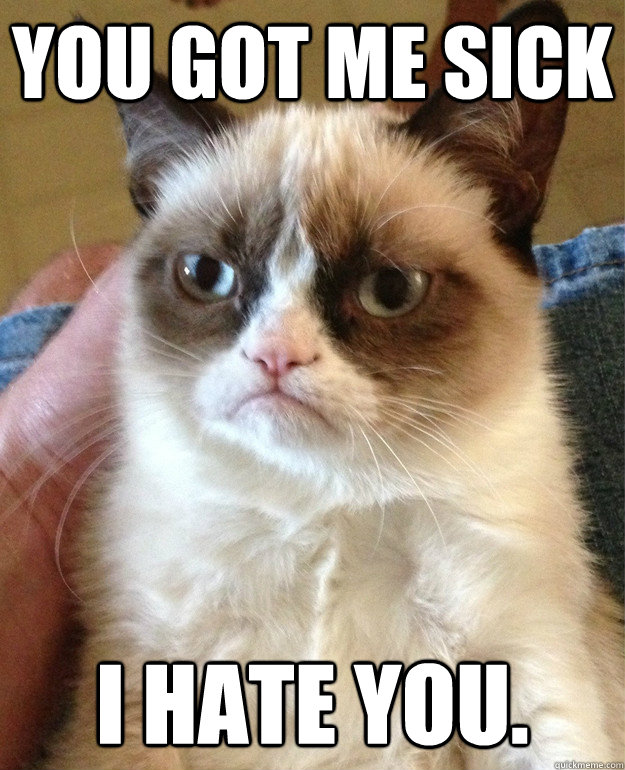 You got me sick I hate you.  Grumpy Cat is so sick of this shit