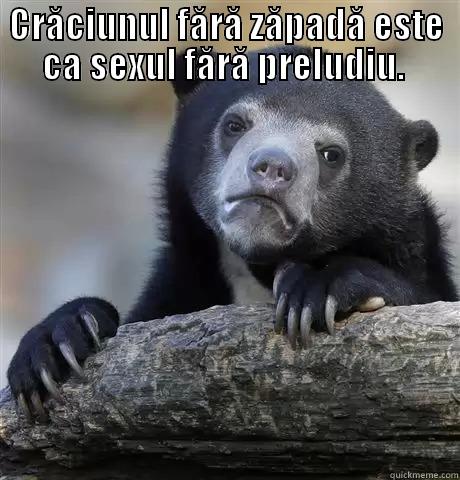 CRĂCIUNUL FĂRĂ ZĂPADĂ ESTE CA SEXUL FĂRĂ PRELUDIU.   Confession Bear