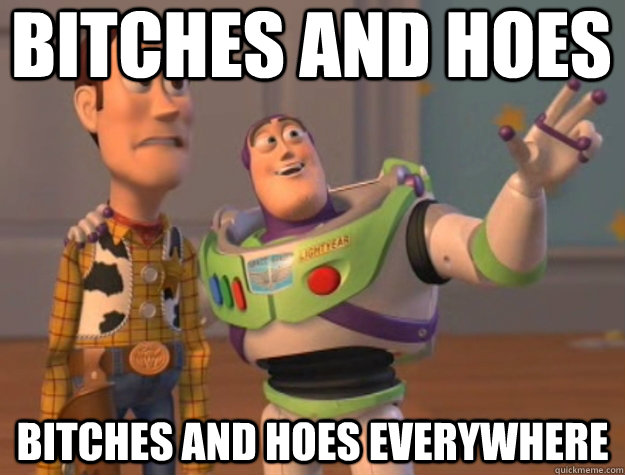 Bitches and hoes bitches and hoes everywhere  Buzz Lightyear