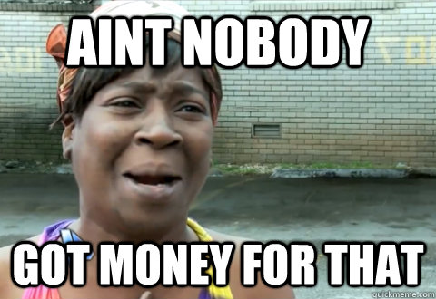 Aint Nobody got money for that  aint nobody got time