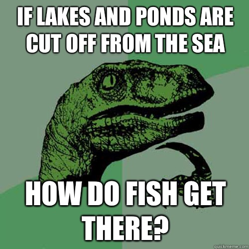 If lakes and ponds are cut off from the sea How do fish get there? - If lakes and ponds are cut off from the sea How do fish get there?  Philosoraptor