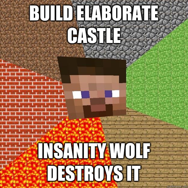 Build elaborate castle Insanity wolf destroys it  Minecraft