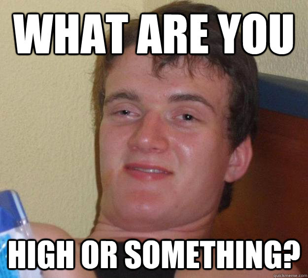 What are you
 high or something?  10 Guy