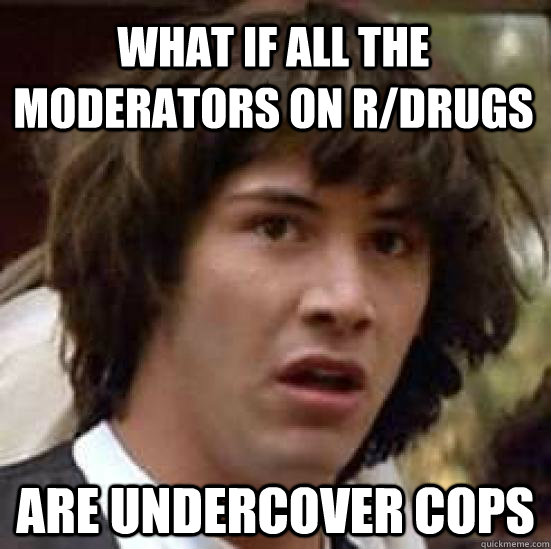 What if all the moderators on r/drugs are undercover cops  conspiracy keanu