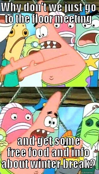 WHY DON'T WE JUST GO TO THE FLOOR MEETING AND GET SOME FREE FOOD AND INFO ABOUT WINTER BREAK? Push it somewhere else Patrick