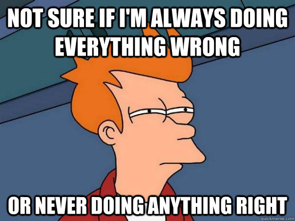 Not sure if i'm always doing everything wrong or never doing anything right  Futurama Fry