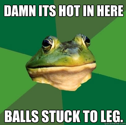 Damn its hot in here Balls stuck to leg. - Damn its hot in here Balls stuck to leg.  Foul Bachelor Frog