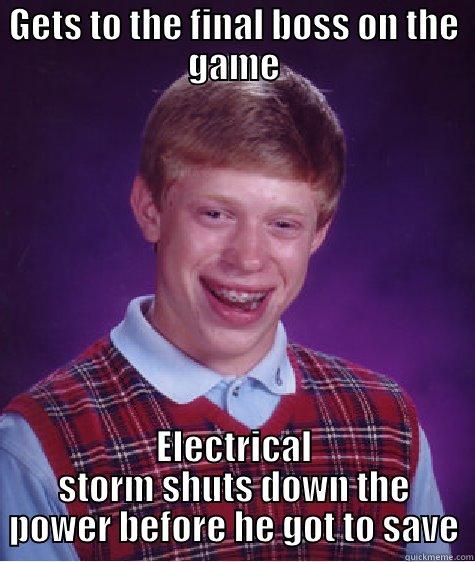 The Gamer's Struggle - GETS TO THE FINAL BOSS ON THE GAME ELECTRICAL STORM SHUTS DOWN THE POWER BEFORE HE GOT TO SAVE Bad Luck Brian