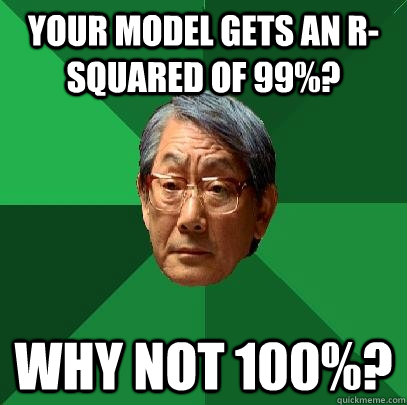 Your model gets an R-Squared of 99%? Why not 100%?  High Expectations Asian Father