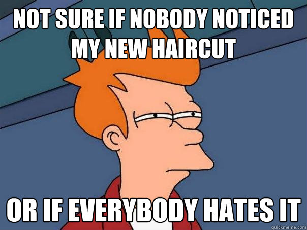 Not sure if nobody noticed my new haircut  Or if everybody hates it  Futurama Fry