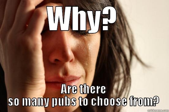 WHY? ARE THERE SO MANY PUBS TO CHOOSE FROM? First World Problems