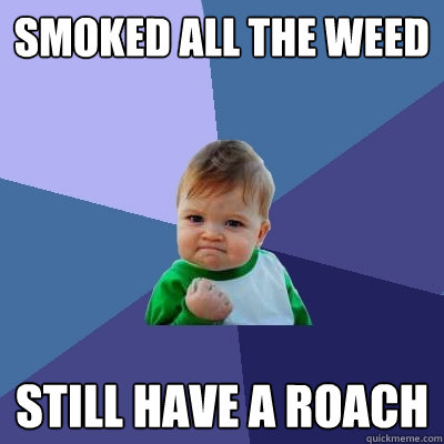 Smoked all the weed still have a roach  Success Kid