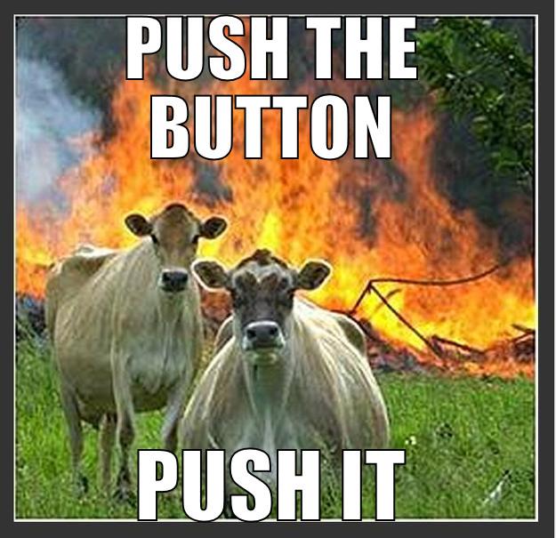 button pushing time - PUSH THE BUTTON PUSH IT Evil cows