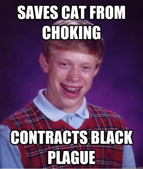 saves cat from choking contracts black plague  Bad Luck Brian