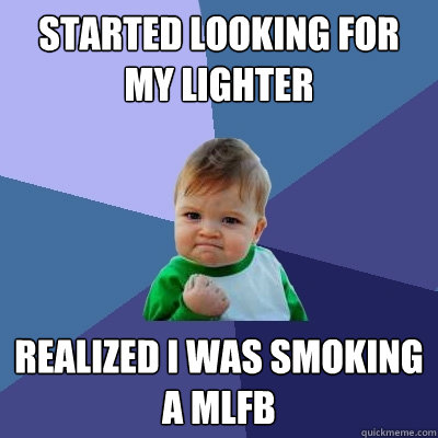 started looking for my lighter realized i was smoking a mlfb  Success Kid