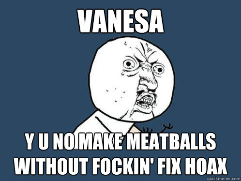 Vanesa y u no make meatballs without fockin' fix hoax - Vanesa y u no make meatballs without fockin' fix hoax  Y U No