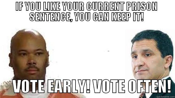 IF YOU LIKE YOUR CURRENT PRISON SENTENCE, YOU CAN KEEP IT!      VOTE EARLY! VOTE OFTEN! Misc