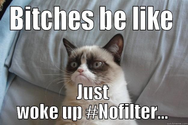 BITCHES BE LIKE JUST WOKE UP #NOFILTER... Grumpy Cat