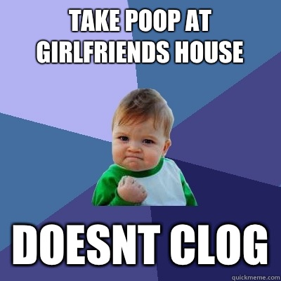 Take poop at girlfriends house DOESNT CLOG  Success Kid