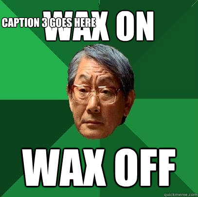 wax on wax off Caption 3 goes here  High Expectations Asian Father