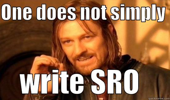 ONE DOES NOT SIMPLY  WRITE SRO  Boromir