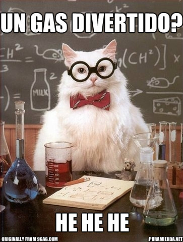 Un gas divertido? he he he puramierda.net originally from 9gag.com  Chemistry Cat