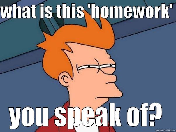 WHAT IS THIS 'HOMEWORK'  YOU SPEAK OF? Futurama Fry