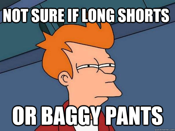 Not sure if long shorts Or baggy pants  Futurama Fry