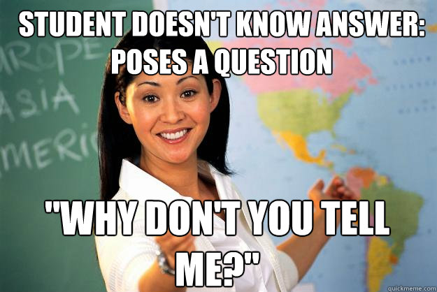 Student doesn't know answer: Poses a question 