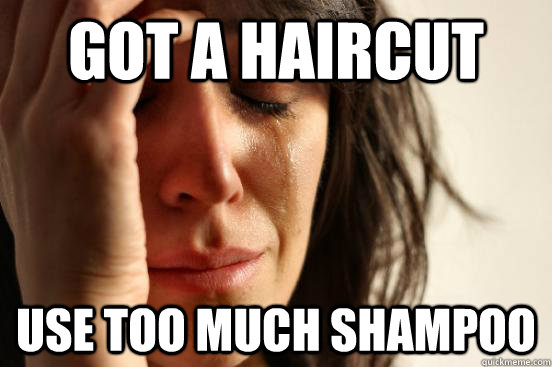 Got a haircut  use too much shampoo  First World Problems