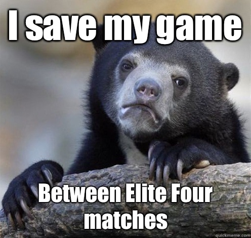 I save my game Between Elite Four matches   