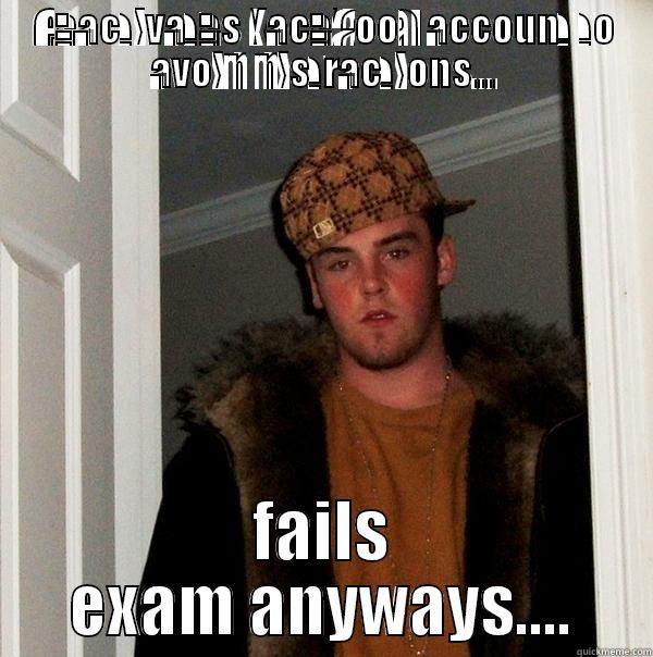 DEACTIVATES FACEBOOK ACCOUNT TO AVOID DISTRACTIONS... FAILS EXAM ANYWAYS.... Scumbag Steve