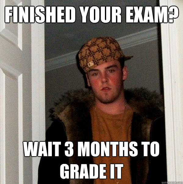 Finished your exam? Wait 3 months to grade it  Scumbag Steve