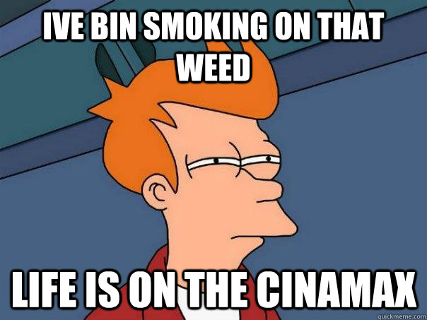 IVE BIN SMOKING ON THAT WEED LIFE IS ON THE CINAMAX  Futurama Fry